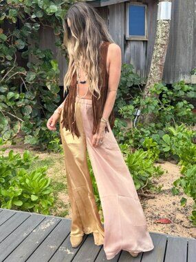 Golden Flowy Pants - Golden Rose